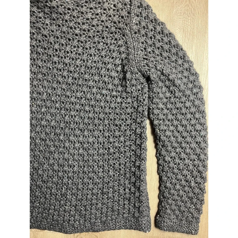 ELSAMANDA Womens Gray Open Knit LS Sweater Size M Sparkles Made In‎ Italy